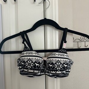 PINK Victoria's Secret Black and White Nordic Print Bandeau Bra
